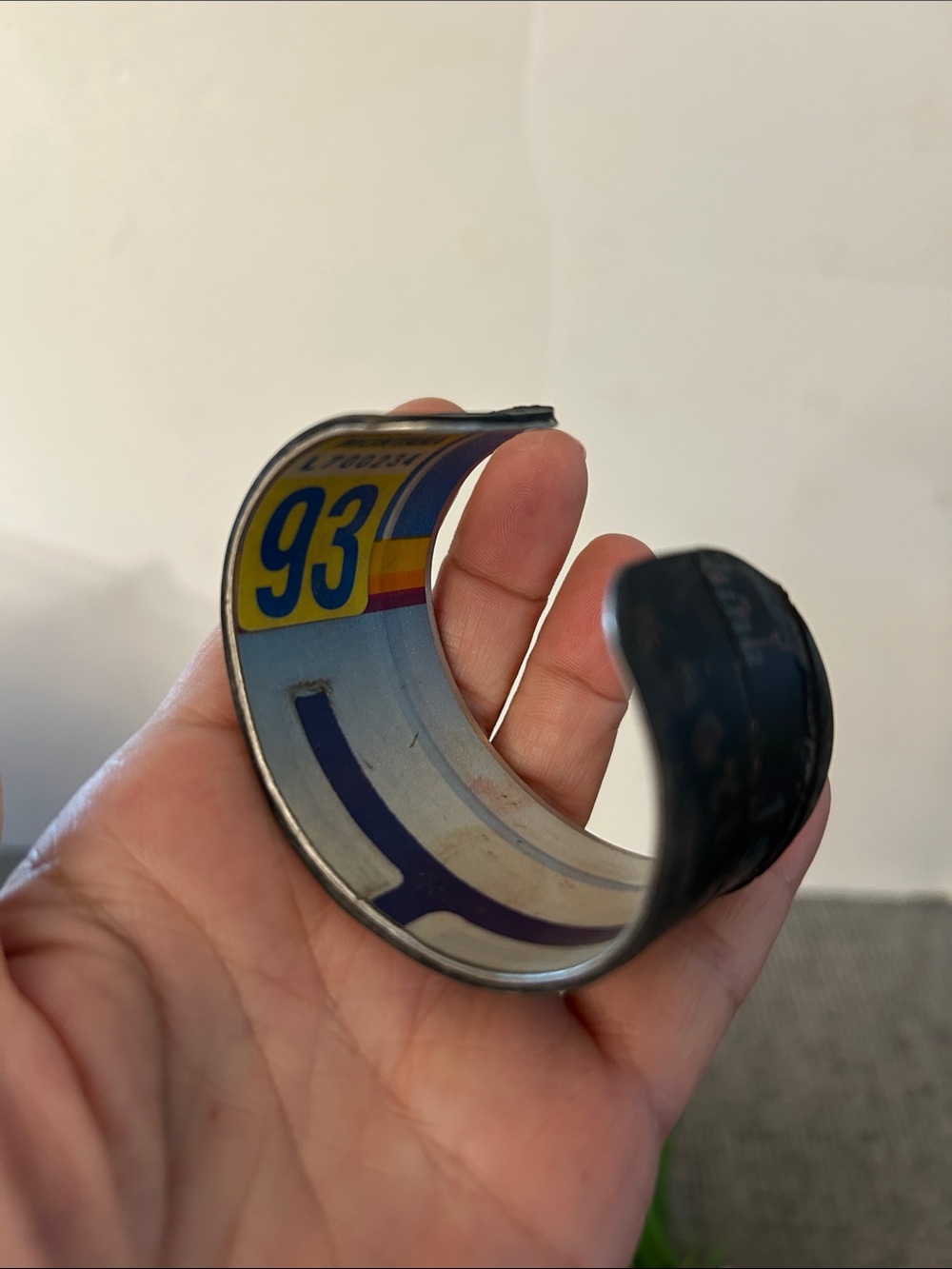 ❌last chance!❌  vintage ‘93 License plate Cuff Bracelet with numbers & letters - Picture 4 of 10